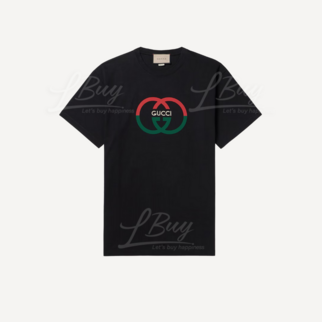 Gucci 紅綠GG Logo黑色T-shirt