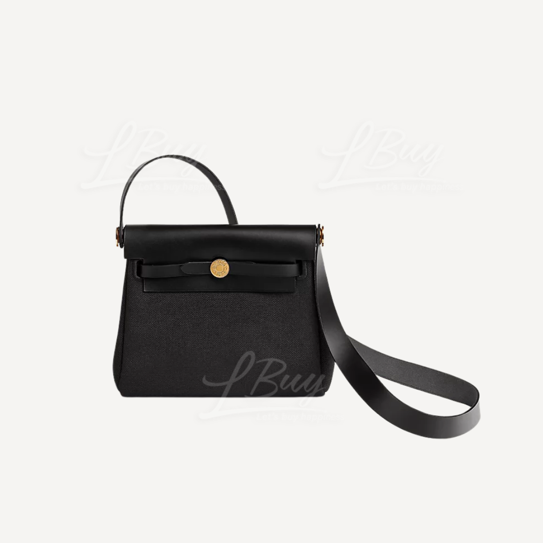 Hermes Herbag Zip 20 Bag Black Gold Buckle