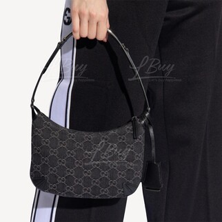 Gucci GG Logo 黑色牛仔 側揹袋 774919