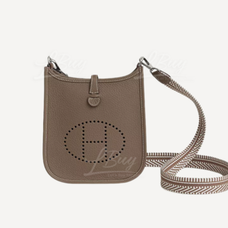 Hermes Mini Evelyne 16 Amazone Bag 大象灰银 配白灰编织带