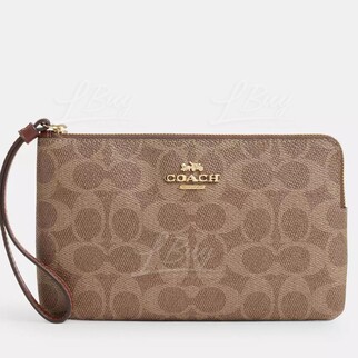Coach Large Corner Zip Wristlet In Signature Canvas