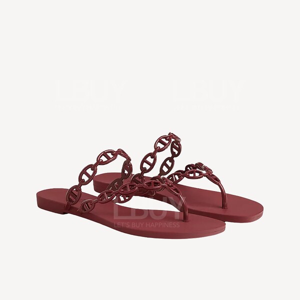 Hermès-Hermes Island Sandal Pig Nose Slippers Sandals Red