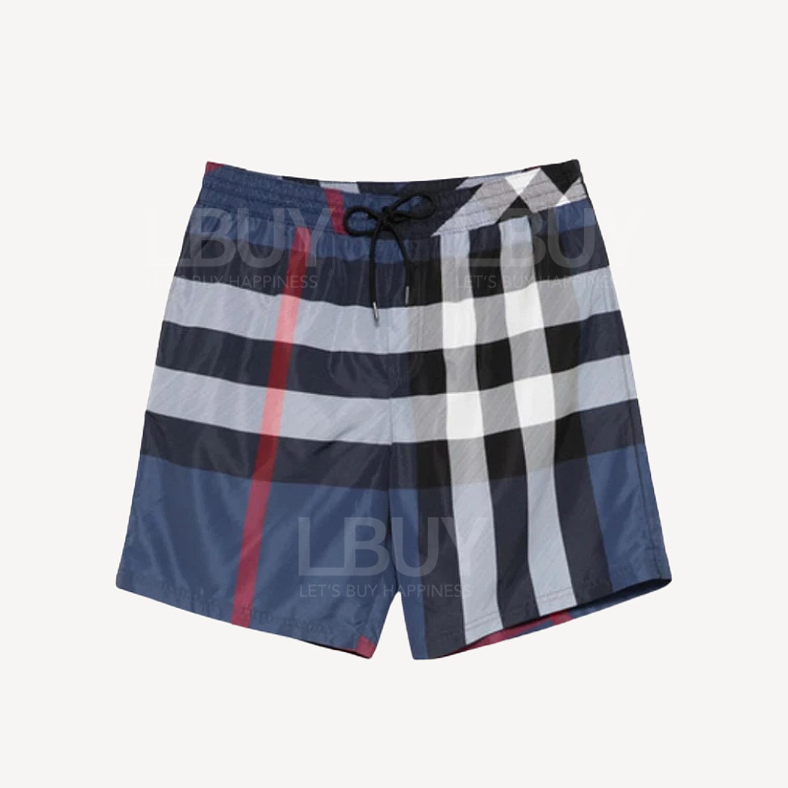 Burberry 粗格紋 藍色沙灘褲短褲