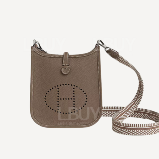 Hermes Mini Evelyne 16 Amazone Bag 大象灰銀 配白灰編織帶