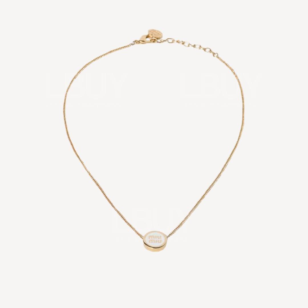 Miu Miu White Gold Round Necklace