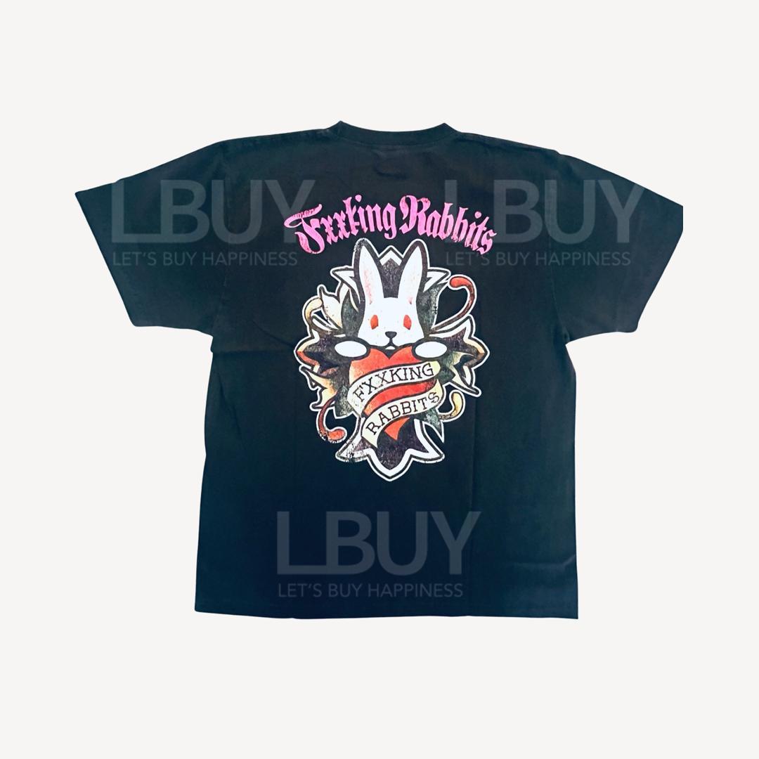 FR2 桃 Cross Rabbits Tattoos Garment Dye T- shirt