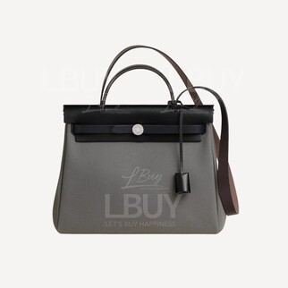 Hermes Herbag Zip 31 Retourne Bag 四拼色 (gris fuméel /ébène/noir/bleu indigo )银扣