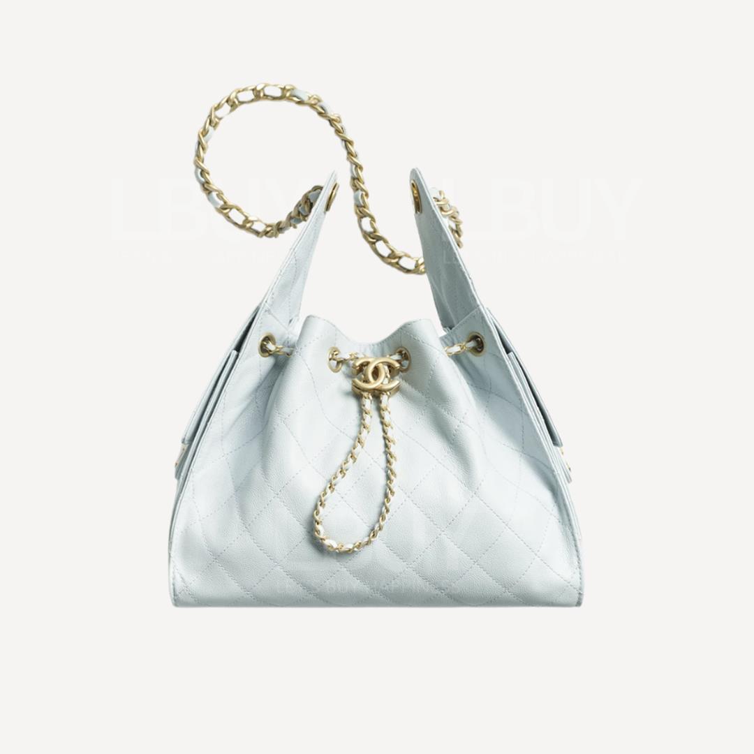 Chanel 25 Small Bag Gold Buckle Shoulder Bag Light Blue AS5293