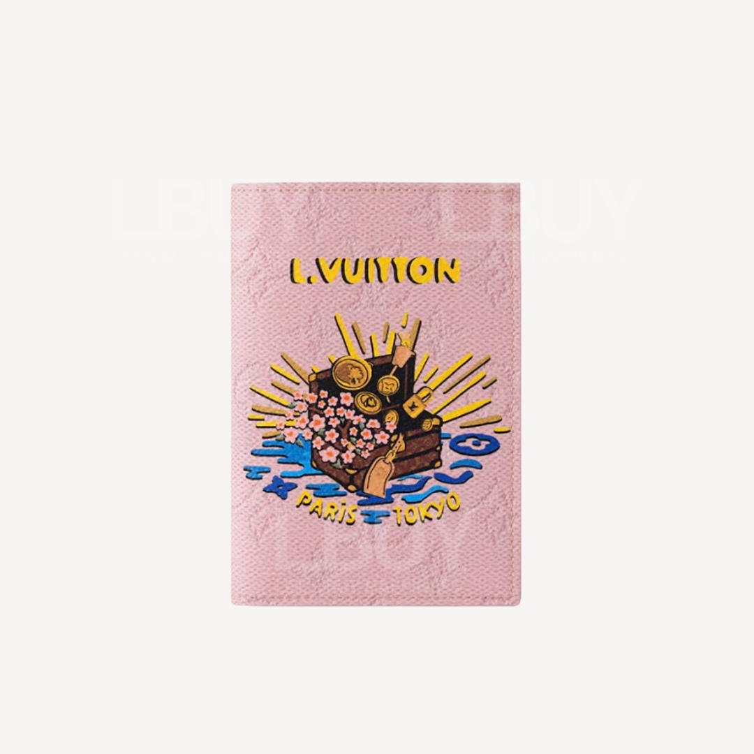 LV 行李寶箱印花圖案 護照封套 粉紅色 M25968