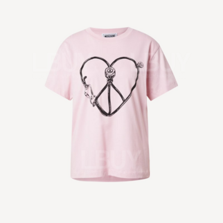 Moschino Jeans 心形印花  粉紅色短袖T恤
