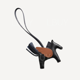 Hermes Rodeo Pegase PM Charm Flying Pouch Charm Black Patchwork Gold