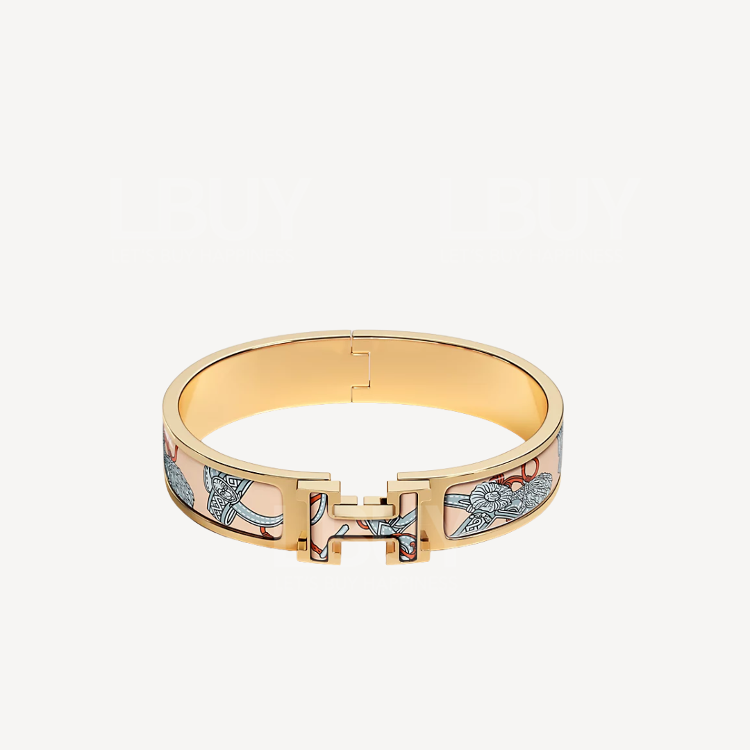Hermes Clic H《Brides de Coeur》Enamel Bracelet Soleil Bangle