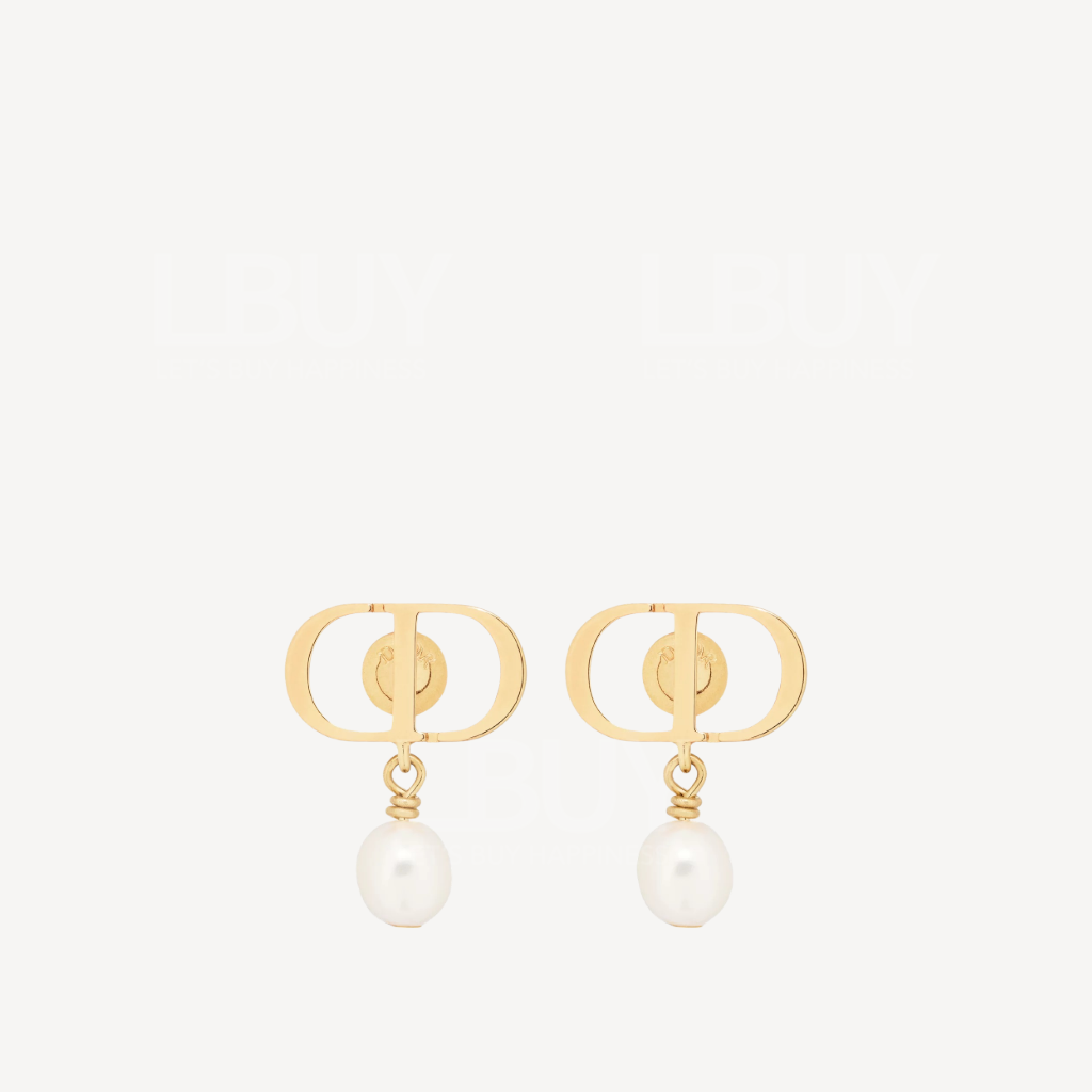 Dior Petit CD 耳環 金色飾面金屬和白色樹脂珍珠