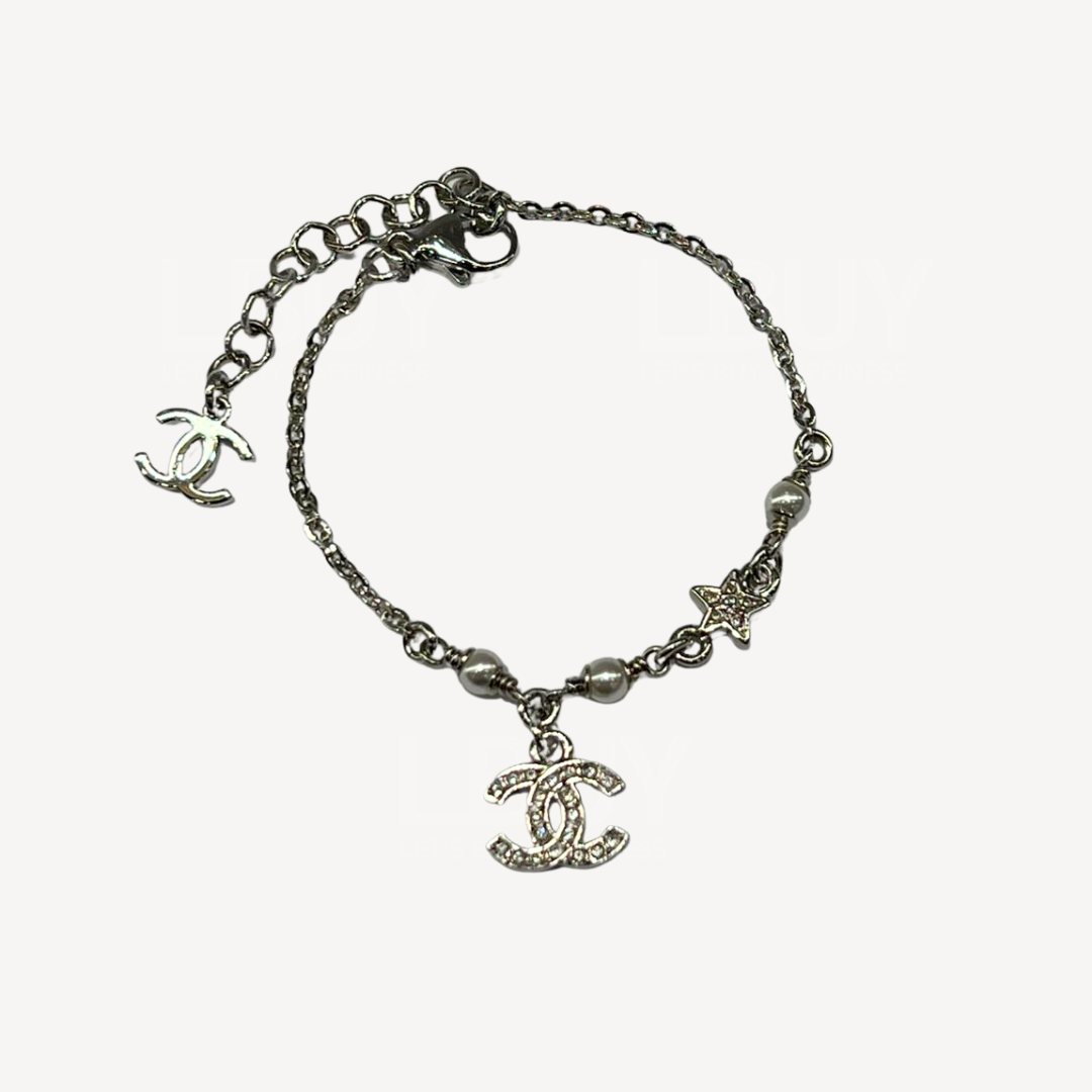 Chanel CC logo 星星 银色手炼  ABG892