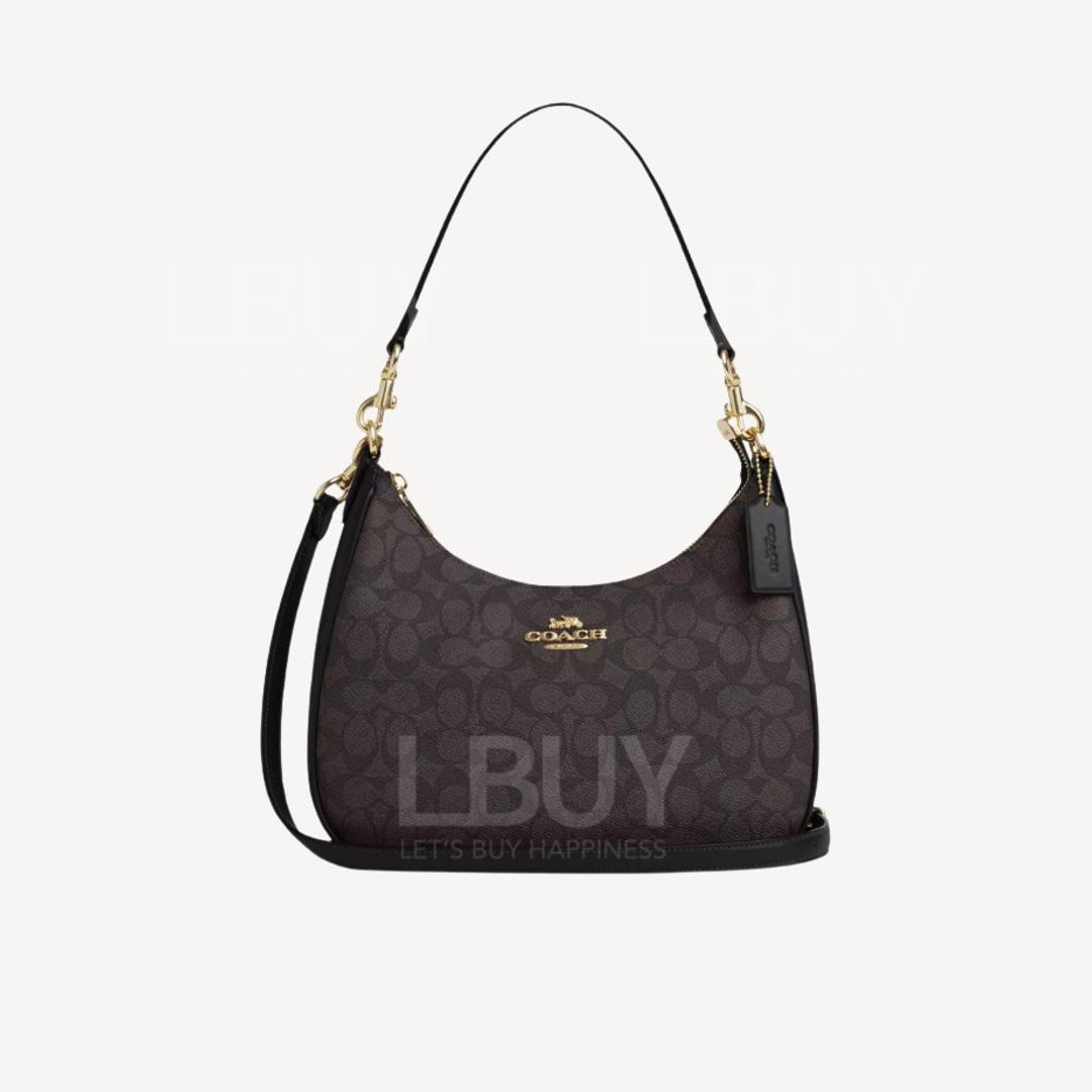 Coach Teri Hobo Bag In Signature Canvas Black Walnut