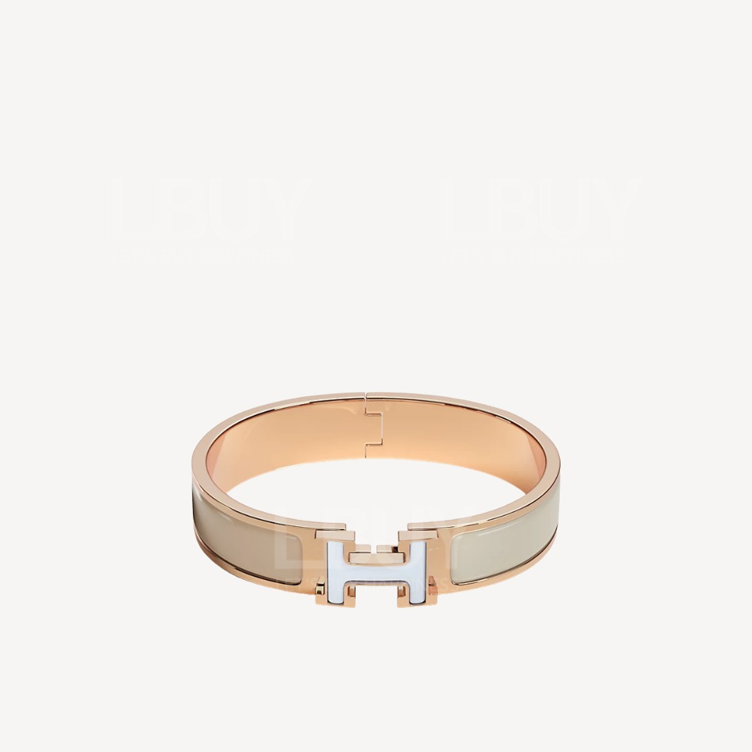 Hermes Clic H Bracelet 手镯 手鈪 奶油白大象灰白色三拼色 玫瑰金