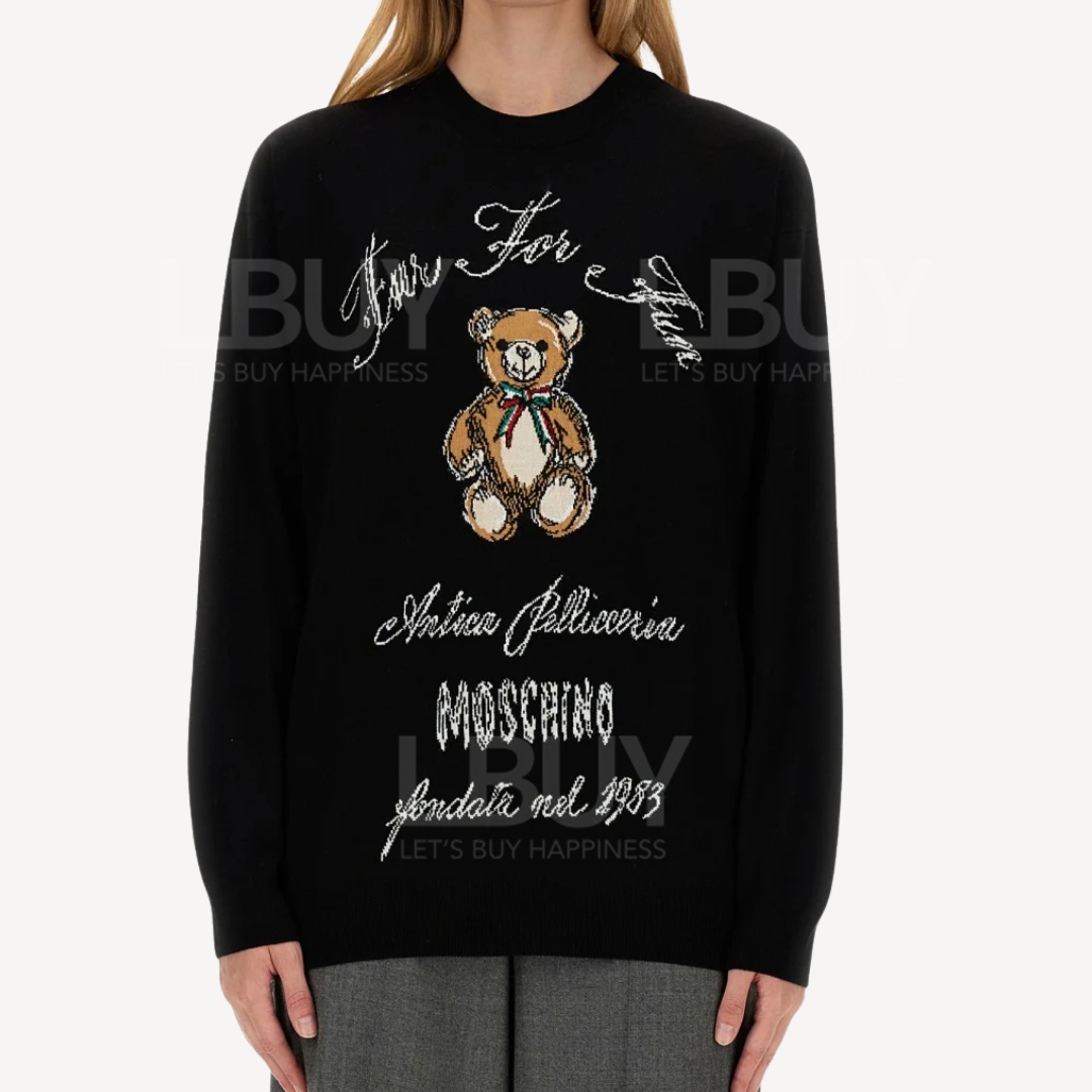 Moschino 意大利領帶熊 黑色針織上衣 DT0927