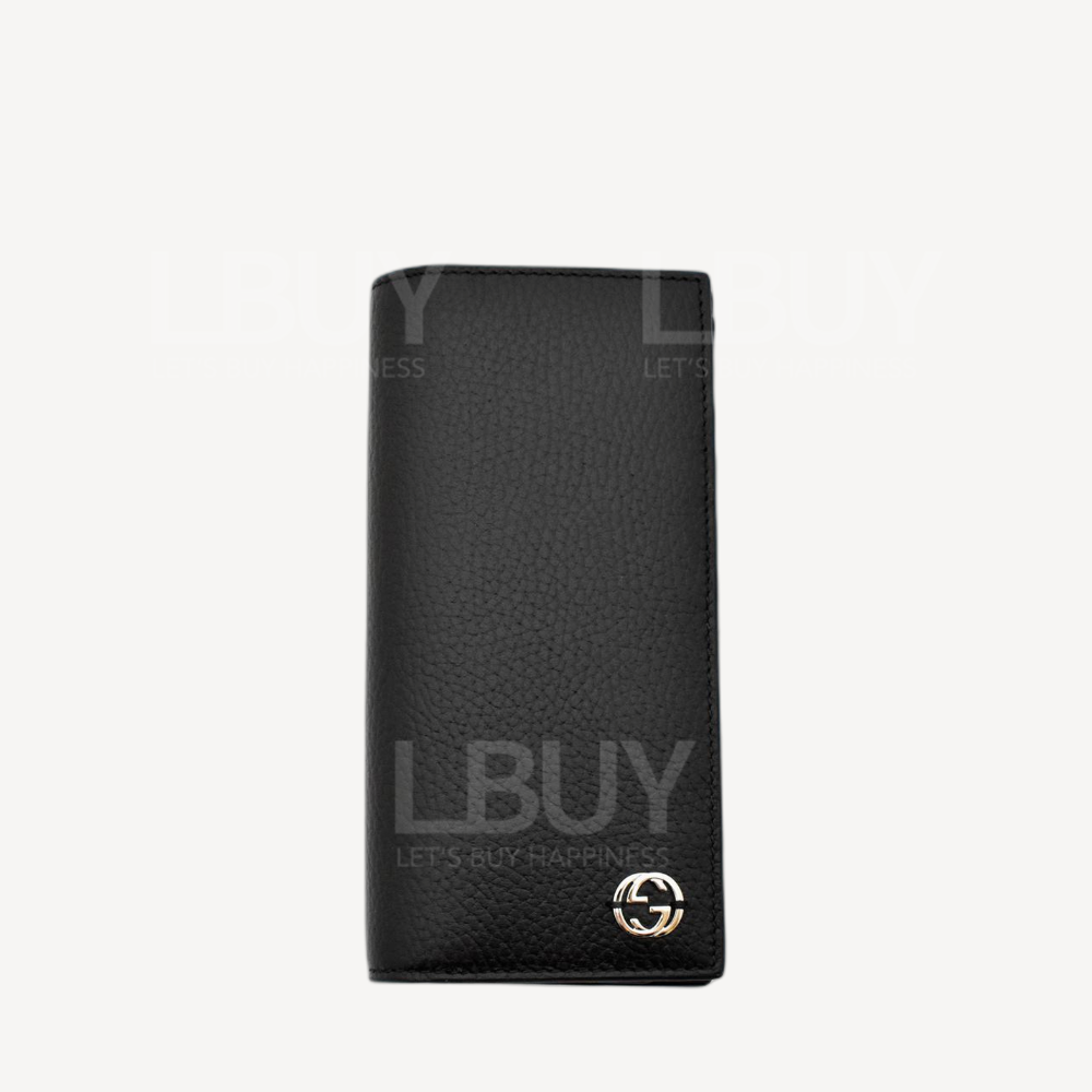 Gucci 银色Logo 黑色长银包 610467