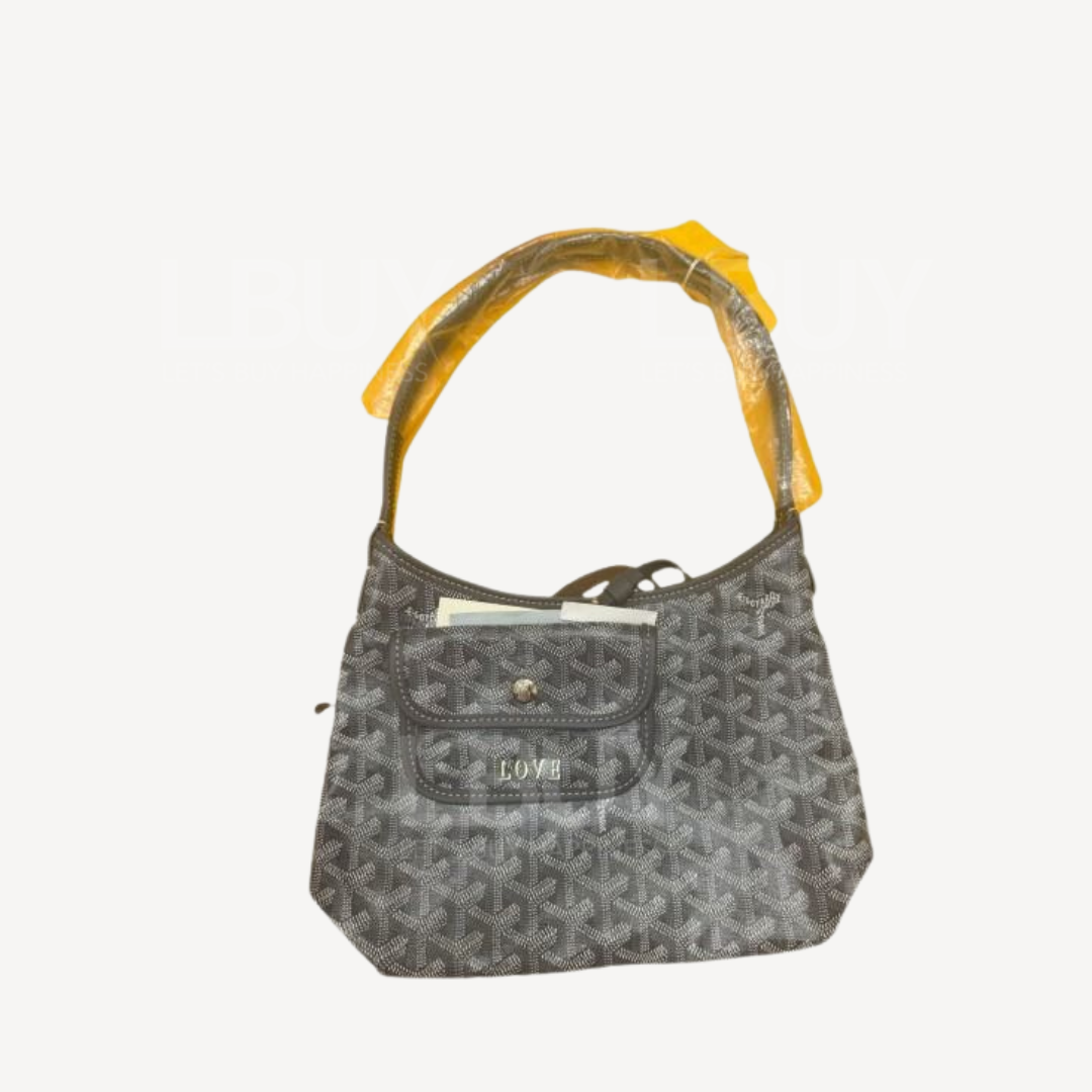 Goyard Boheme Hobo Mini 限量版单肩袋 灰色 并橄榄绿色绘字Love
