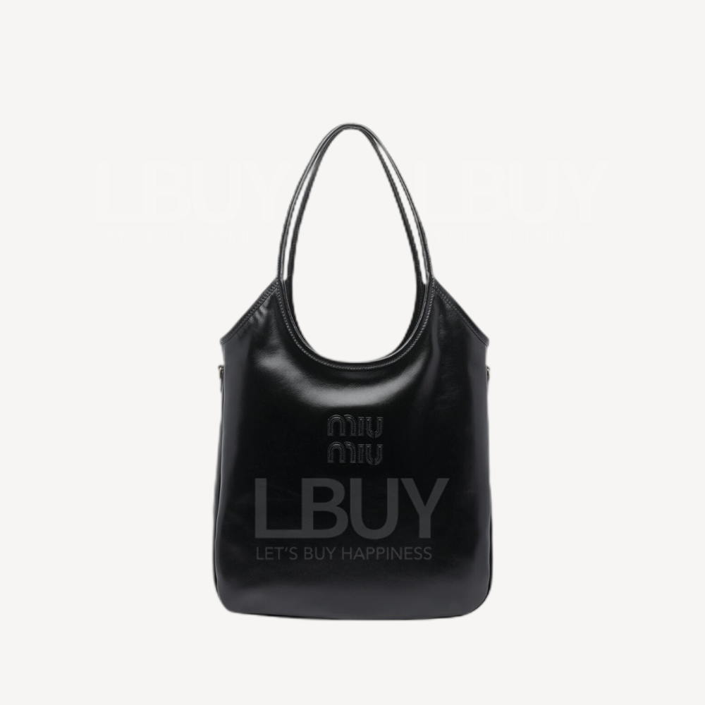 Miu Miu Ivy Hobo 同色黑线皮革手袋 黑色