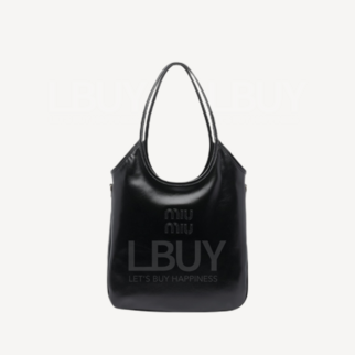 Miu Miu Ivy Hobo 同色黑线皮革手袋 黑色