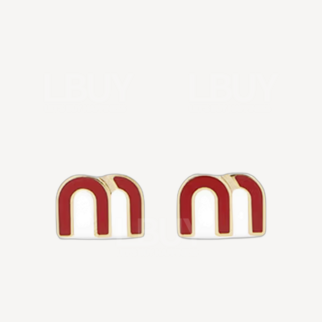 Miu Miu 搪瓷焦糖紅金 耳釘耳環