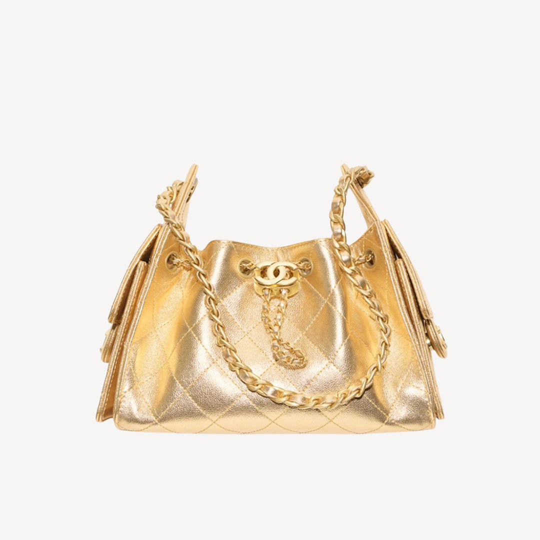 Chanel 25 迷你包 金扣单肩袋 金色 AS5631