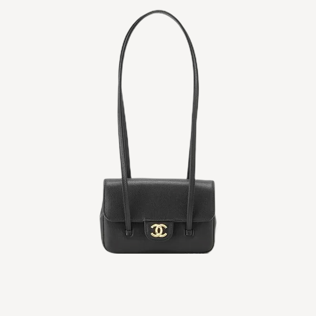 Chanel Preppy Coco 皮革背帶包 黑色 AP5068