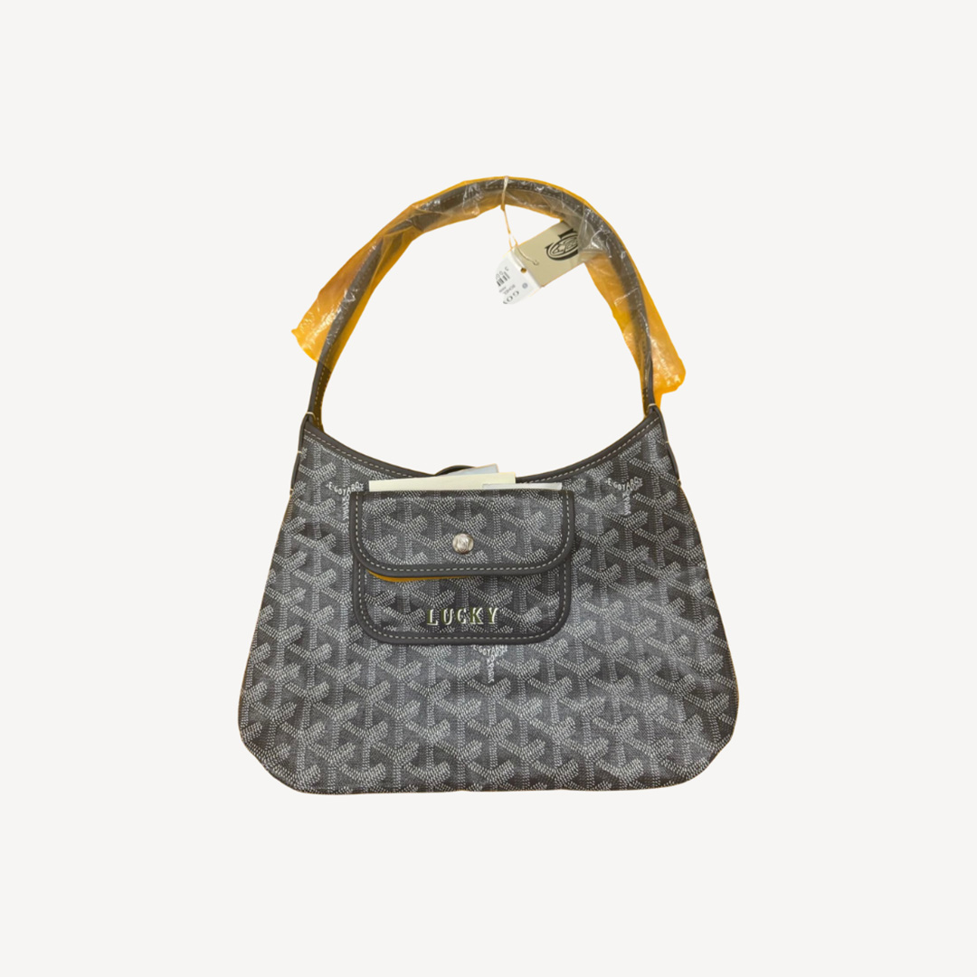 Goyard Boheme Hobo Mini 限量版單肩袋 灰色 併橄欖綠色繪字Lucky