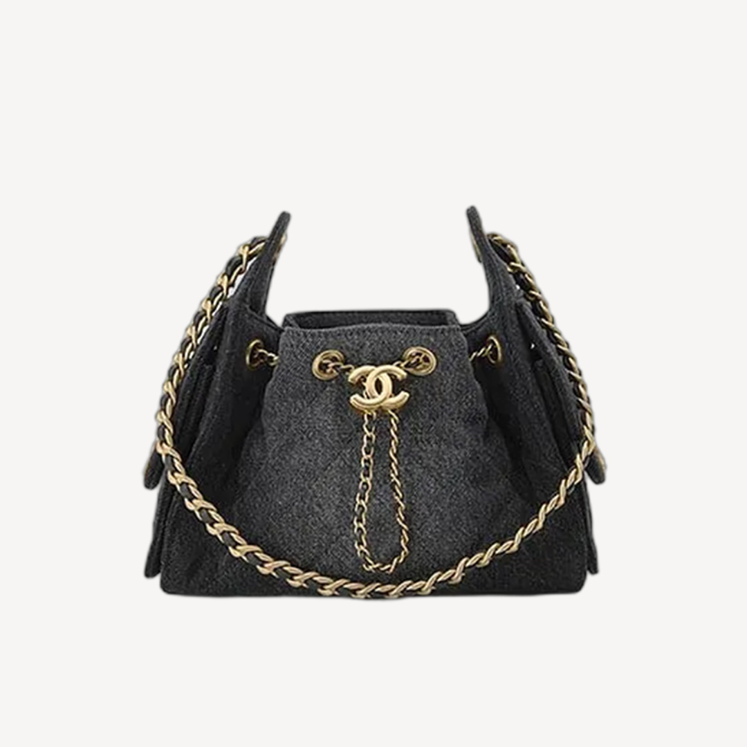 Chanel 25 迷你包 牛仔黑色金扣 AS5631