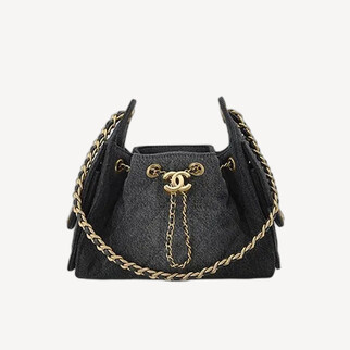 Chanel 25 迷你包 牛仔黑色金扣 AS5631
