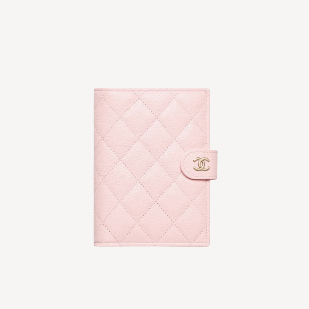 Chanel Pink Grained Calfskin Gold CC Logo Passport Universal Case AP3791