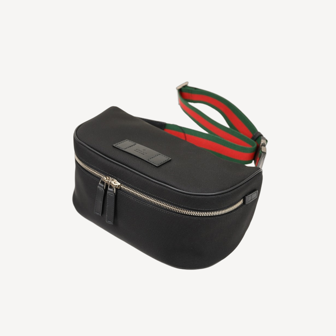 Gucci 红绿织带胸包斜孭袋 黑色 630920