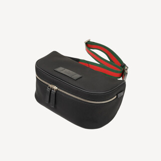 Gucci 红绿织带胸包斜孭袋 黑色 630920