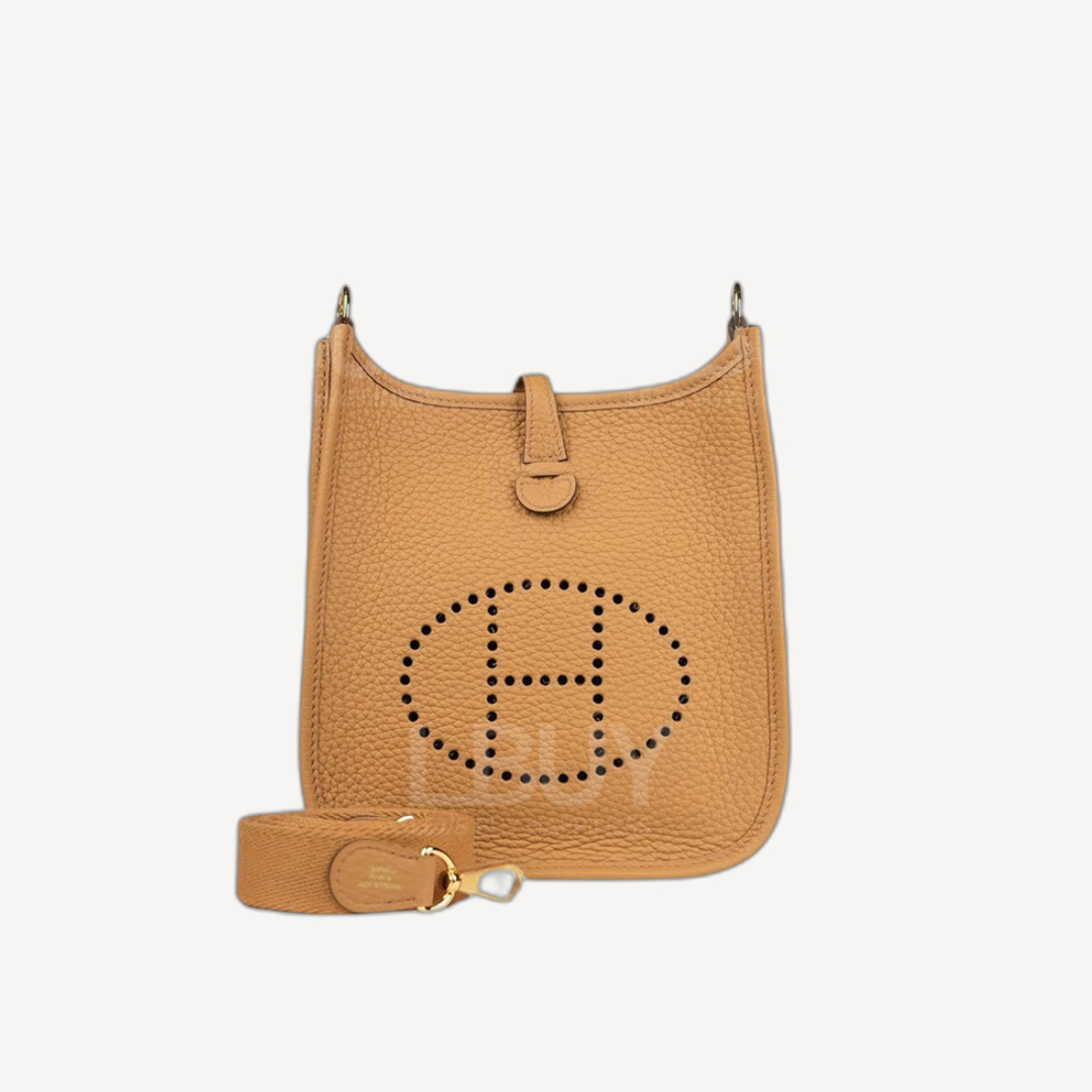 Hermes Mini Evelyne 16 Amazone Bag 饼乾色 同色肩带 短带 金扣