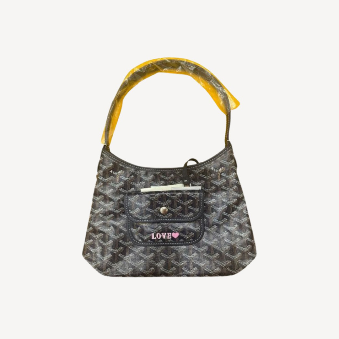 Goyard Boheme Hobo Mini 限量版單肩袋 深藍色 併粉紅色繪字Love