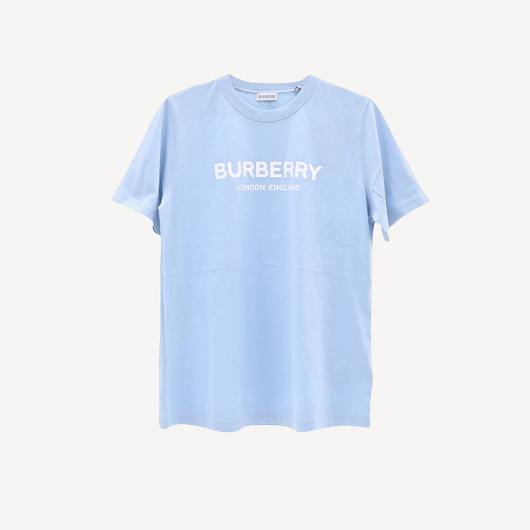 Burberry Logo 短袖棉質 T恤 粉藍色 8105653