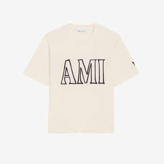 Ami Paris Print Boxy Fit 全棉前後 Logo T-Shirt 奶油白色 中性