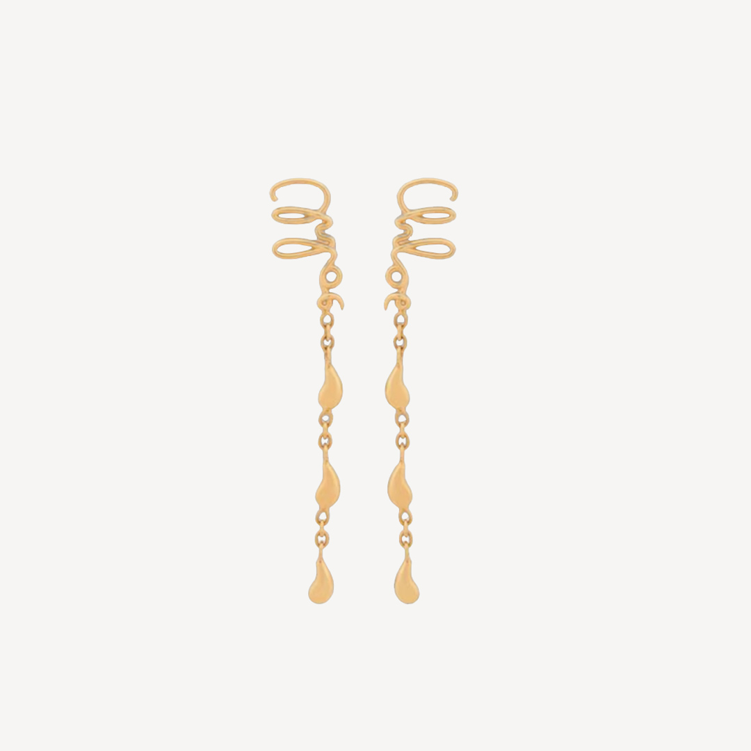 Chloe Iconic 金色垂坠长耳环