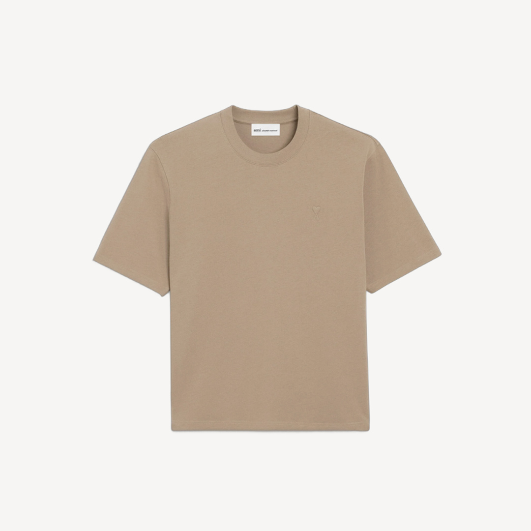 Ami Paris 同色浮飾心心 T-shirt 中性 奶茶色