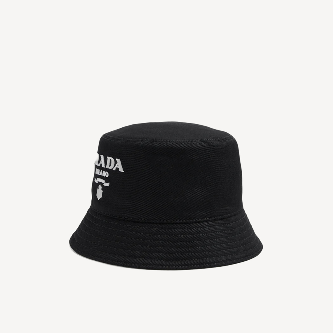 Prada 刺繡logo漁夫帽 黑色 1HC137