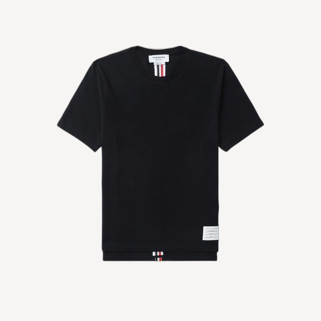 Thom Browne Back Red Blue Ribbon Striped Short-Sleeve T-Shirt Dark Blue MJS056A
