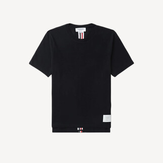 Thom Browne 後红蓝织带条纹短袖T恤 深蓝色 MJS056A